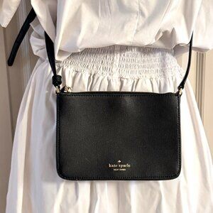 Title: Kate Spade Black Leather Crossbody Purse – 11” x 5.5” x 1.5”